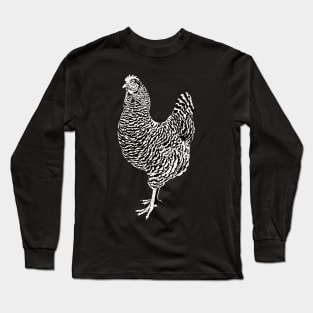 Black and white drawing of an Plymouth Rock chicken Long Sleeve T-Shirt